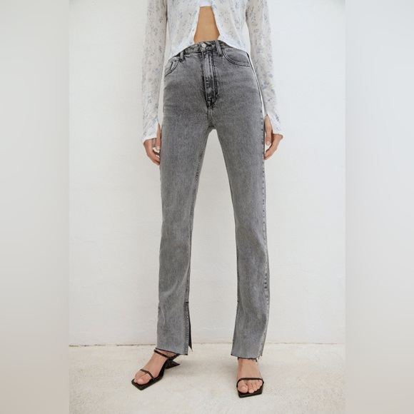 Zara Denim - ZARA HIGH RISE‎ SLIM FLARE FULL LENGTH SPLIT COMFORT JEANS